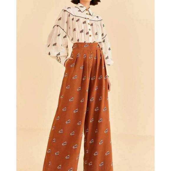 NEW FARM RIO embroidered horses pants in caramel - Picture 6 of 6